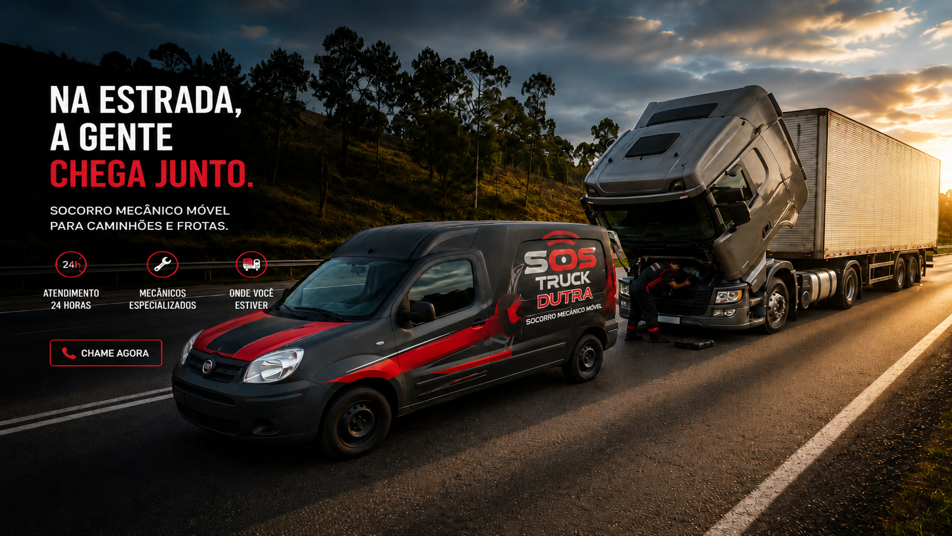 SOS Truck Dutra — Socorro mecânico móvel para caminhões e frotas na Rodovia Dutra